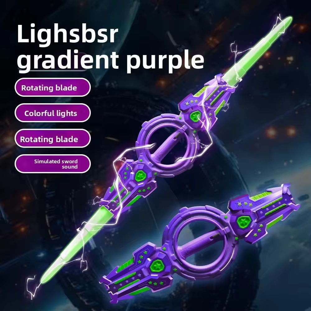 New Retractable Plastic Lightsaber Double-Headed Rotating Laser Sword with Color-Changing Effect Light up Toys