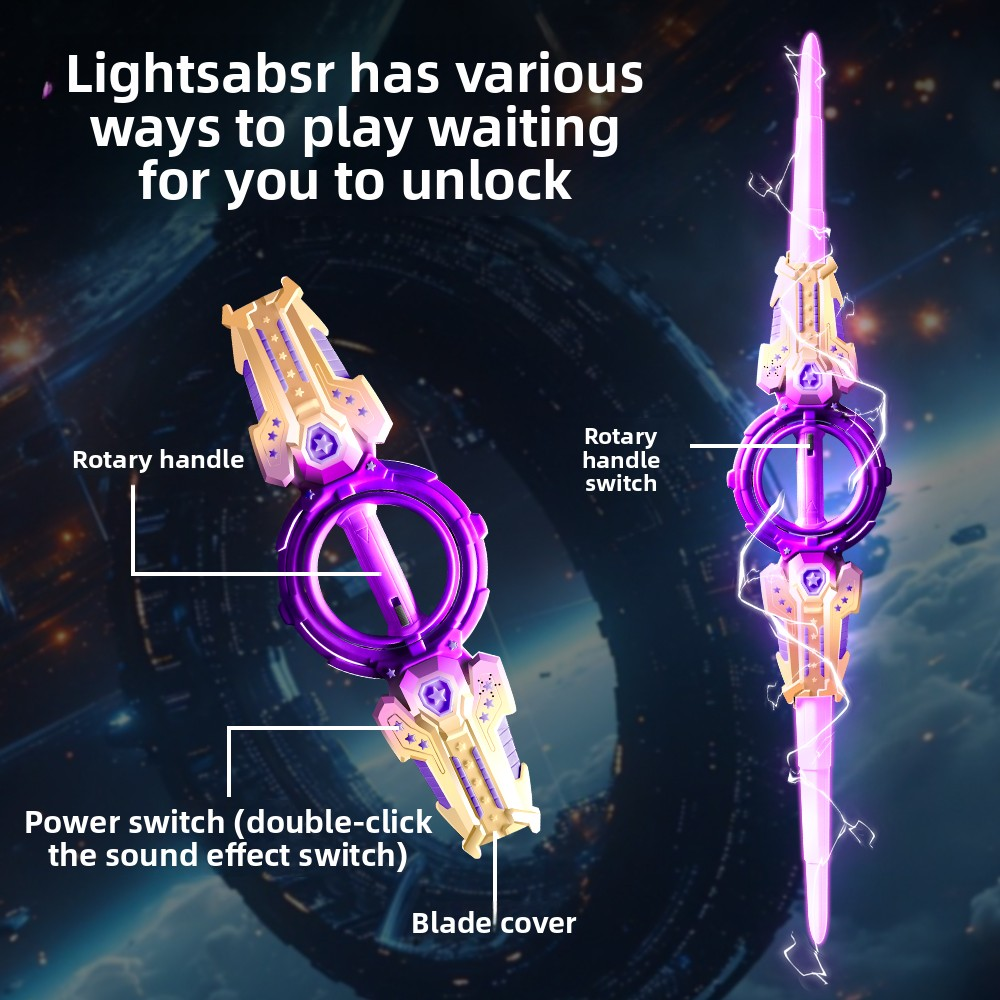 New Retractable Plastic Lightsaber Double-Headed Rotating Laser Sword with Color-Changing Effect Unisex Toy for Ages 8+