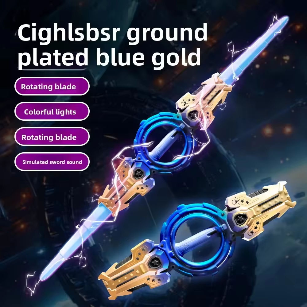 New Retractable Plastic Lightsaber Double-Headed Rotating Laser Sword with Color-Changing Effect Light up Toys