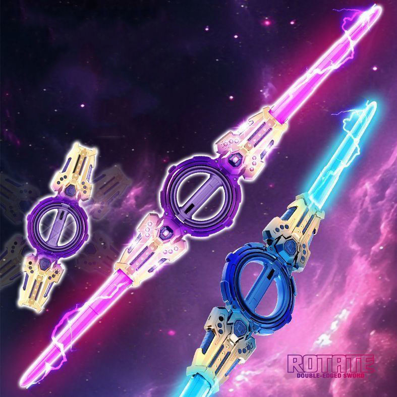 New Retractable Plastic Lightsaber Double-Headed Rotating Laser Sword with Color-Changing Effect Light up Toys