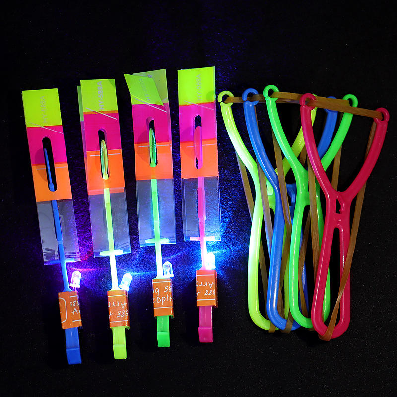 High Quality Eco-friendly Luminous Plastic Slingshot Flying Arrow Blue Light Double Flash Sword 14+ Children's Gift Toy