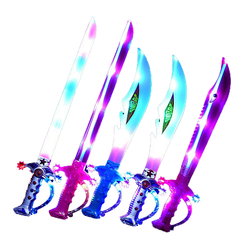 Children's LED Toys Luminous Sword with Sound Music Induction Flash Shark Knife Spray Painted Broadsword Made of Plastic