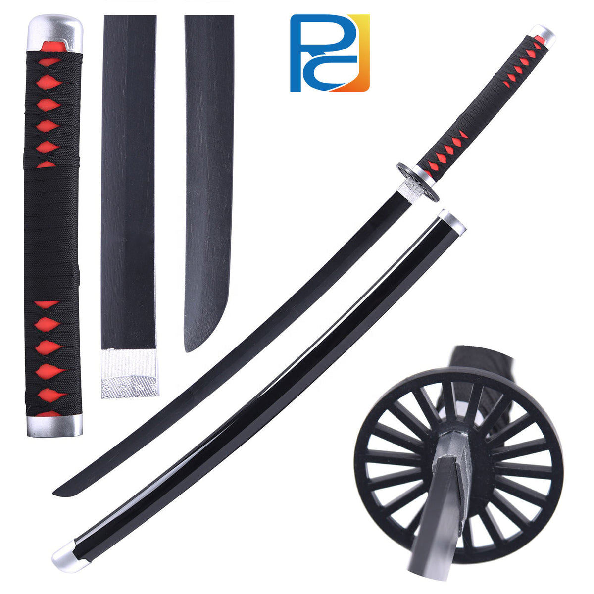 Tanjiro Kamado's Style 104cm Katana Sword for Anime Cosplay Bamboo Blade with Wood and Plastic Materials Toy Swords