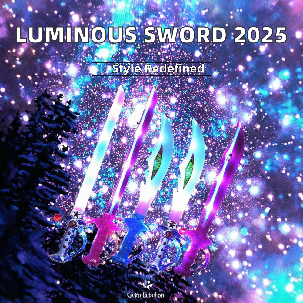 Children's LED Toys Luminous Sword with Sound Music Induction Flash Shark Knife Spray Painted Broadsword Made of Plastic